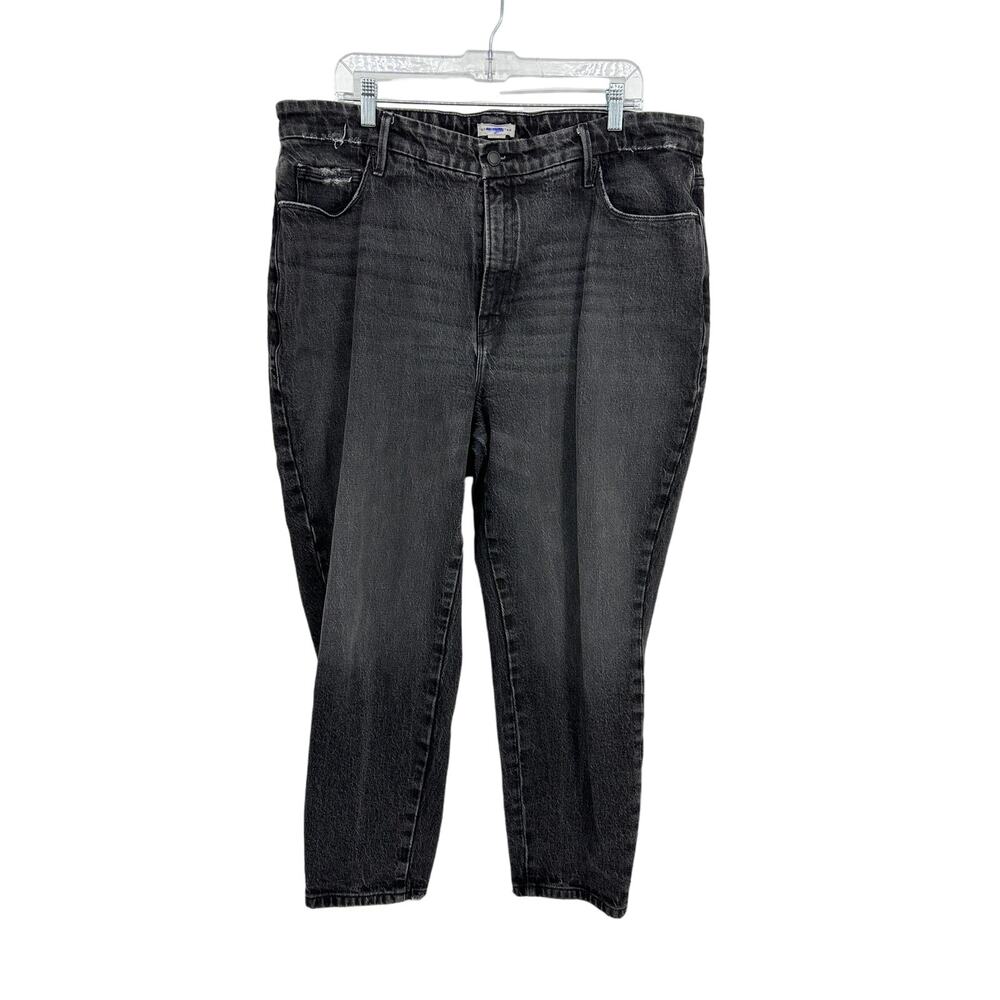 Good American Good Mom Jeans Womens Size 16 In Black226 Washed Look High Rise